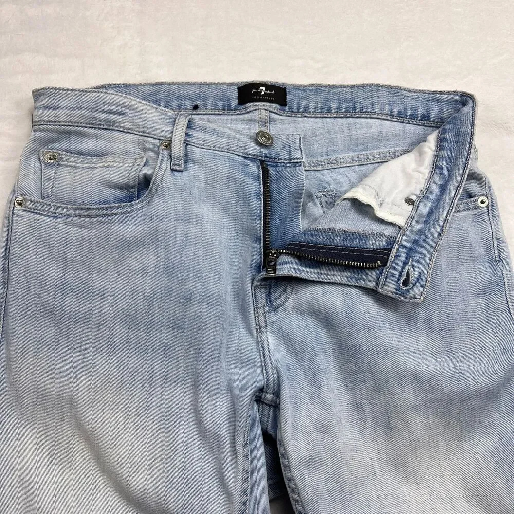 7 For All Mankind Mens Slimmy Slim Straight Leg Stretch Jeans Light Wash 7T00106